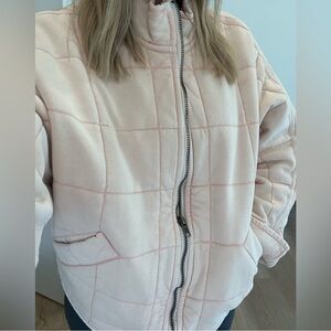 Free People Blush Quilted Bomber Jacket